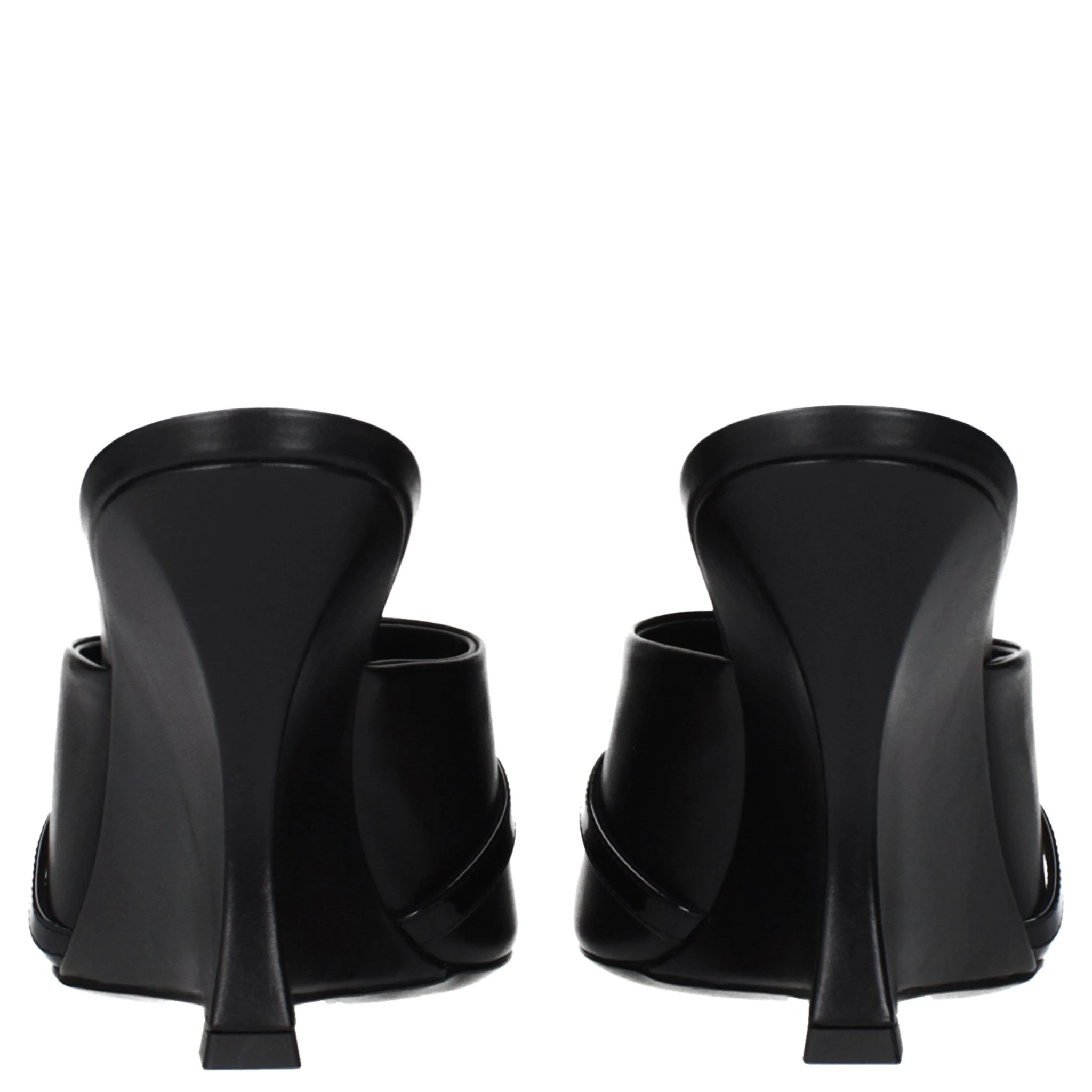 Black Leather Wedge Sandals