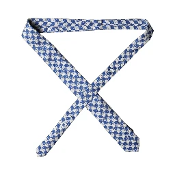 Blue White Geometric Silk Adjustable Men Tied Necktie Tie
