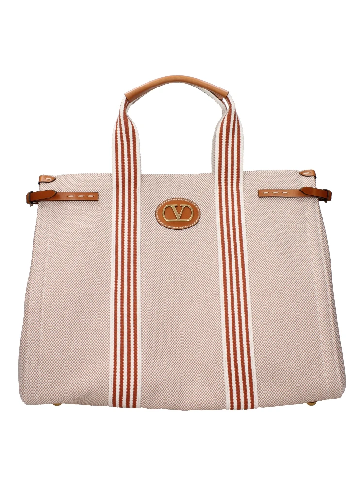 Beige Fabric Handbag
