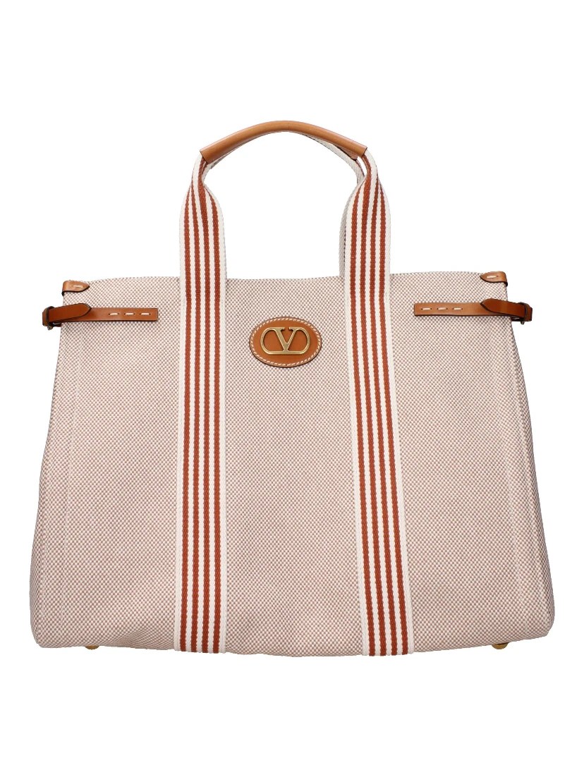 Beige Fabric Handbag