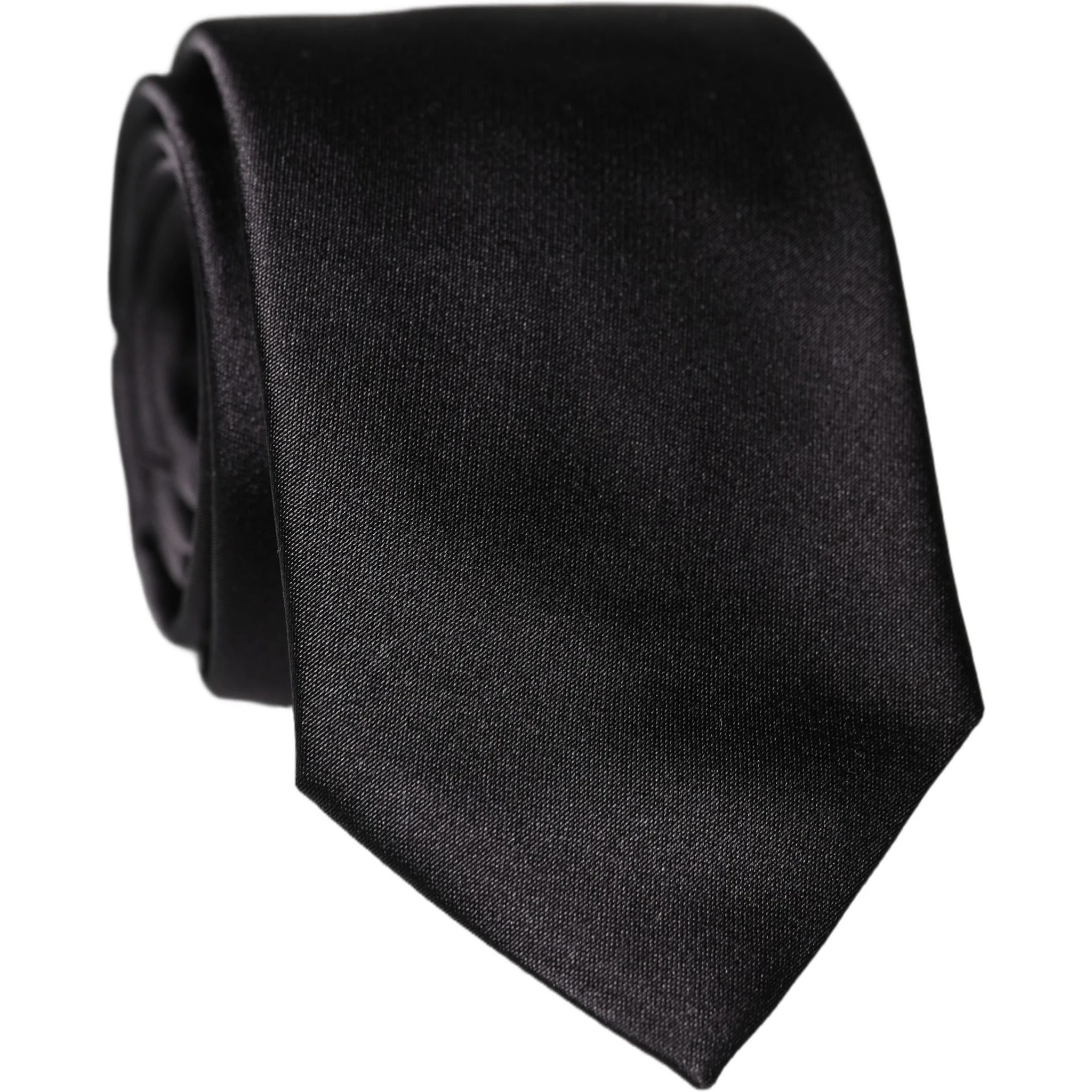 Black Solid 100% Silk Adjustable Men Tied Necktie Tie