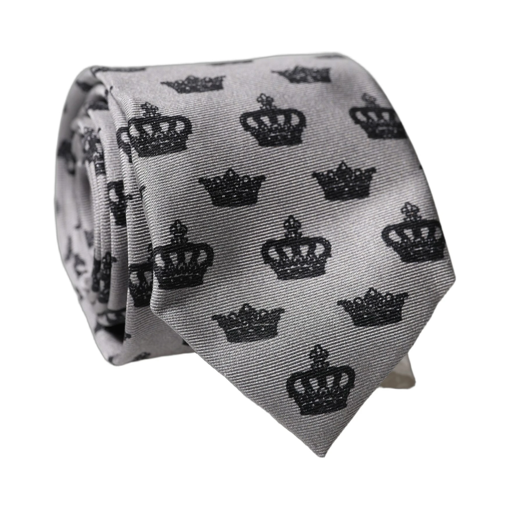 Gray Crown Fantasy Silk Adjustable Men Tied Necktie Tie