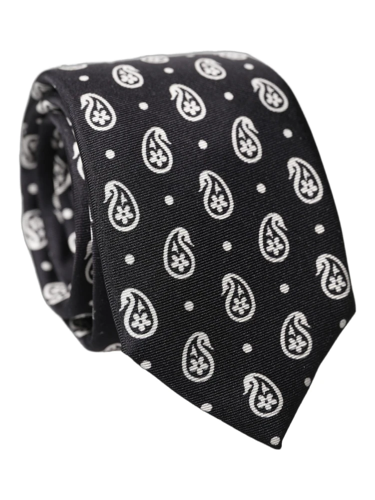 Black Paisley 100% Silk Adjustable Men Tied Necktie Tie alternative