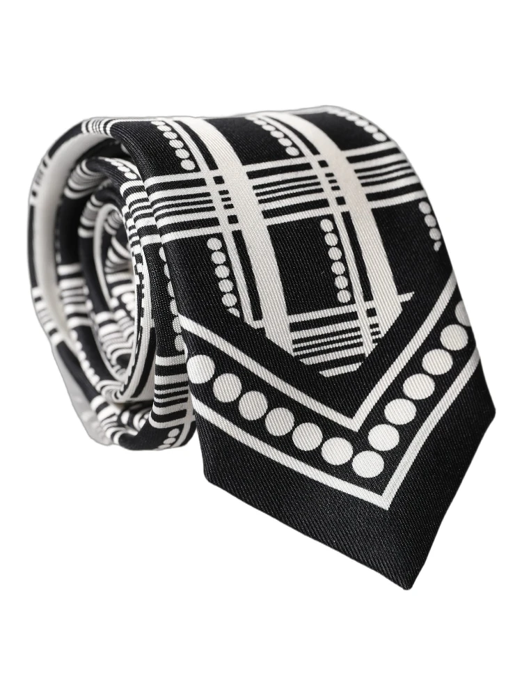 Black White Abstract Silk Adjustable Men Tied Necktie Tie alternative