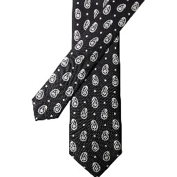 Black Paisley 100% Silk Adjustable Men Tied Necktie Tie