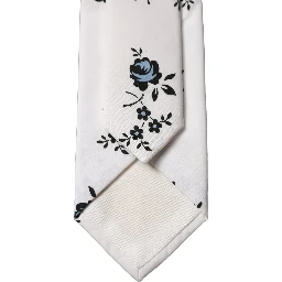 White Floral Fantasy Cotton Adjustable Men Necktie Tie