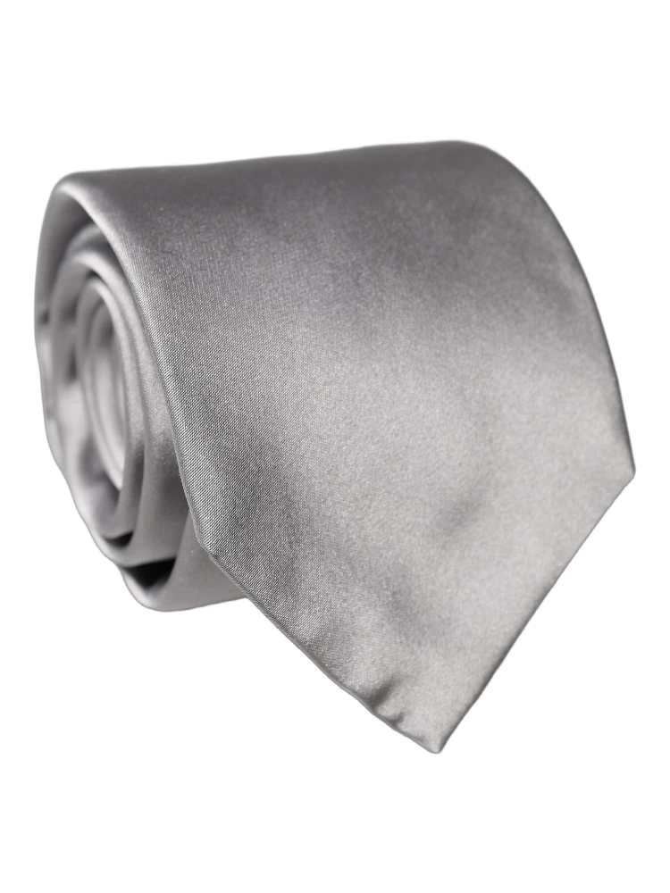 Gray Satin 100% Silk Adjustable Men Tied Necktie Tie alternative