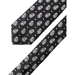 Black Paisley 100% Silk Adjustable Men Tied Necktie Tie