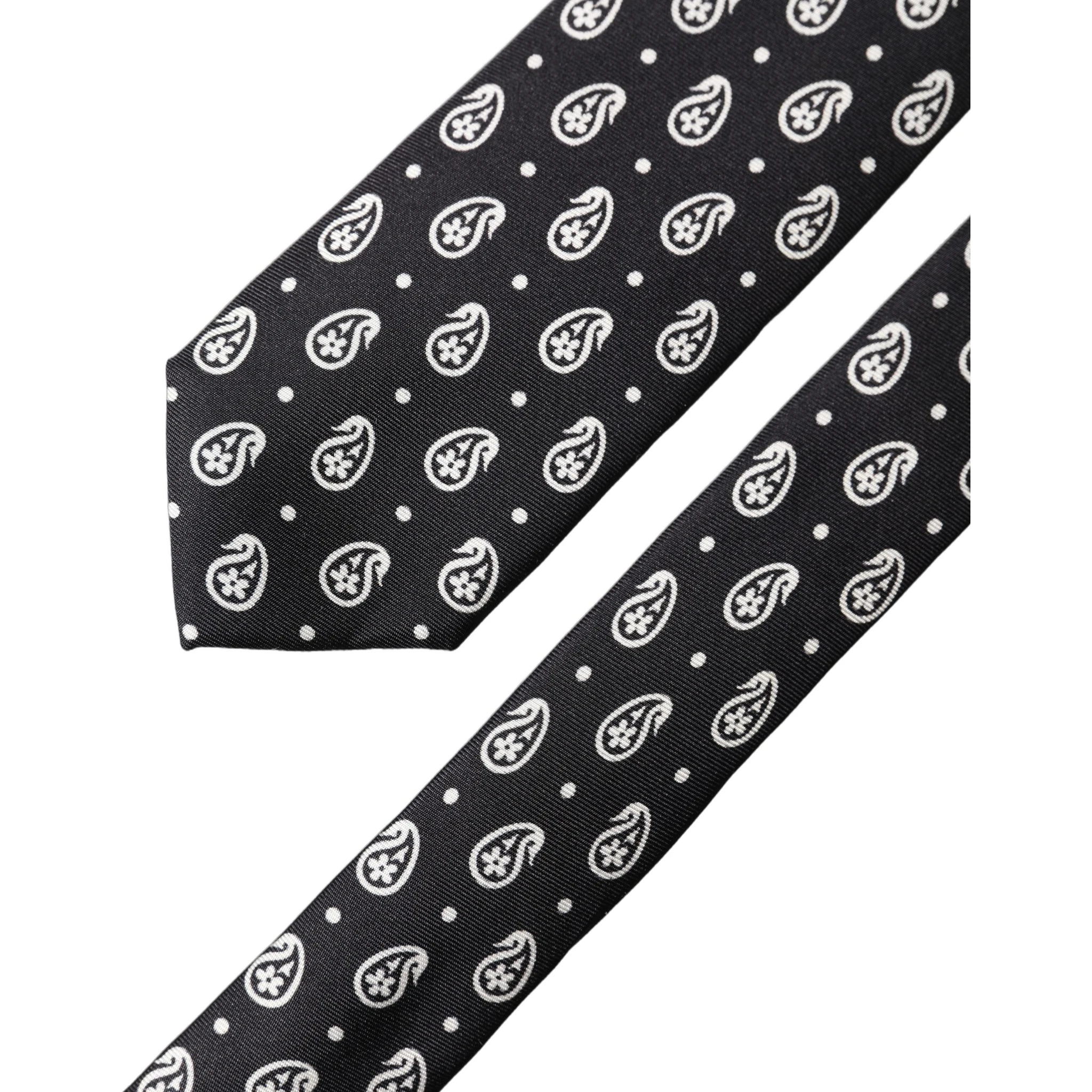 Black Paisley 100% Silk Adjustable Men Tied Necktie Tie