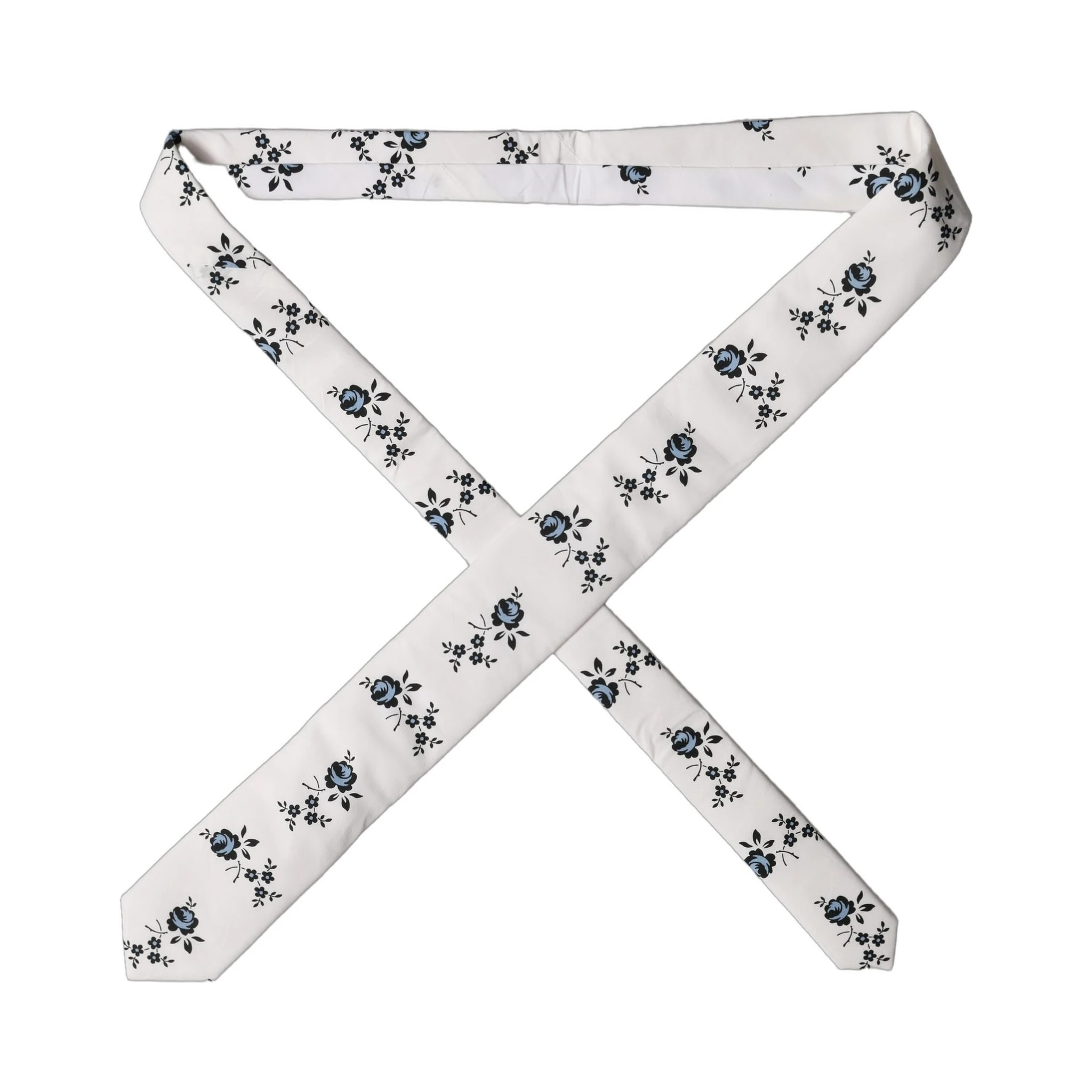 White Floral Fantasy Cotton Adjustable Men Necktie Tie