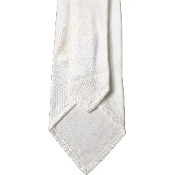 White Solid Silk Blend Adjustable Men Tied Necktie Tie