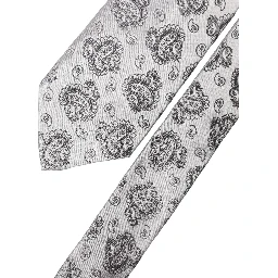 Silver Gray Paisley Silk Adjustable Men Tied Necktie Tie