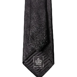 Black Floral Brocade Silk Adjustable Men Tied Necktie Tie