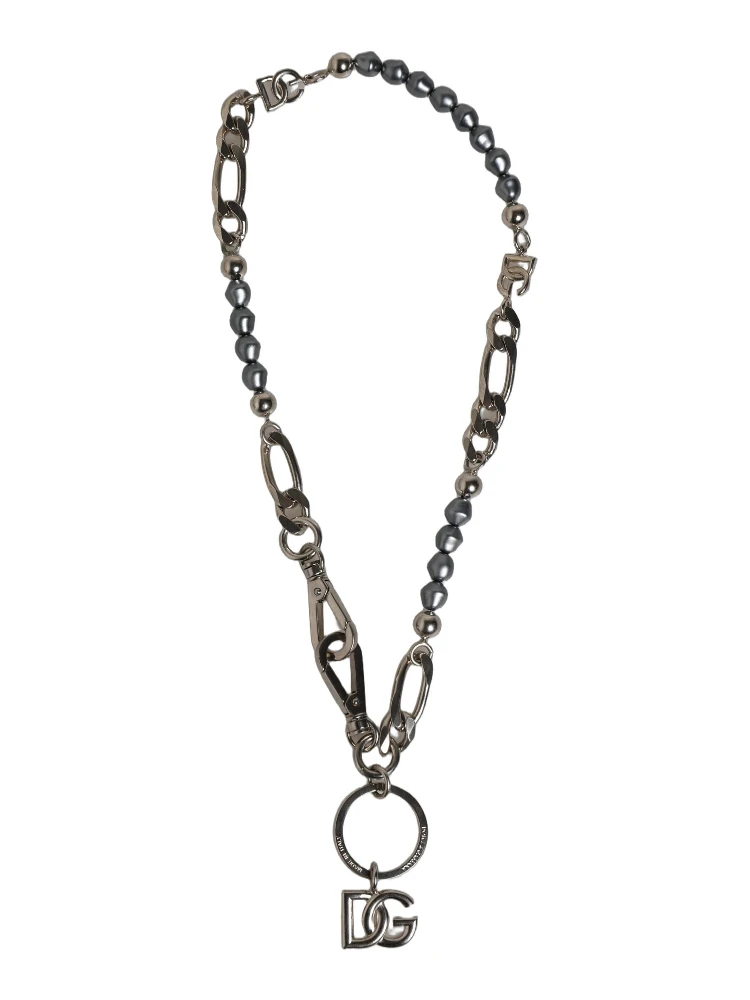 Silver Tone Chain Signature DG Logo Pendant Necklace