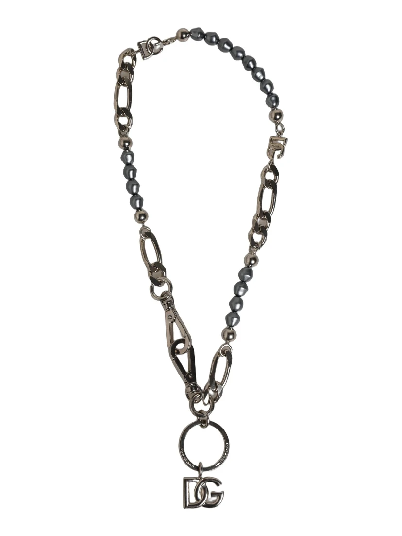 Silver Tone Chain Signature DG Logo Pendant Necklace