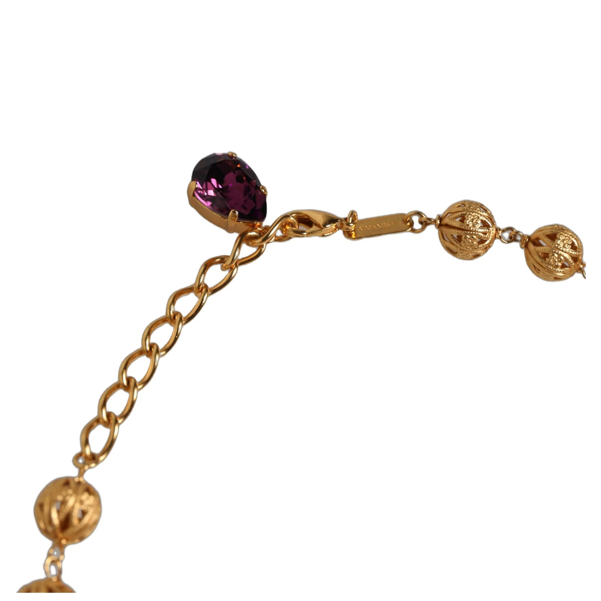 Gold Brass Mix Fiori Flowers Crystal Chain Necklace