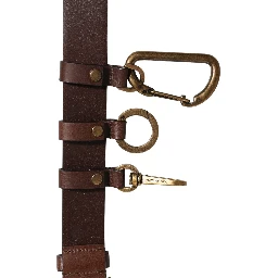 Brown Calfskin Leather Gold Metal Buckle Belt