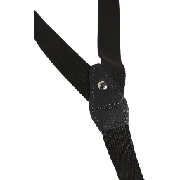 Black Cotton Leather Elastic Y-back Metal Clips Suspender