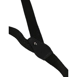 Black Cotton Leather Elastic Y-back Metal Clips Suspender