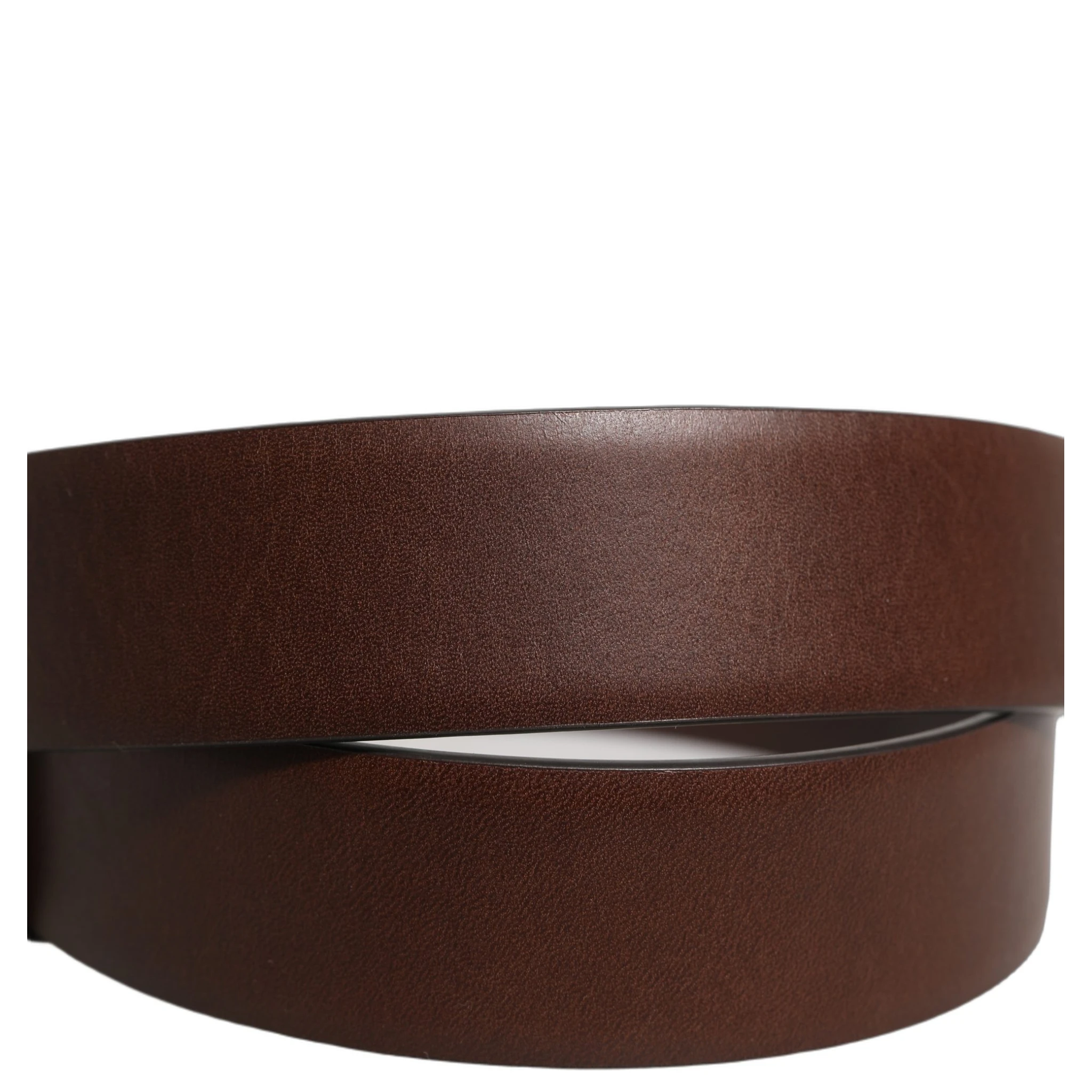 Brown Calfskin Leather Gold Metal Buckle Belt