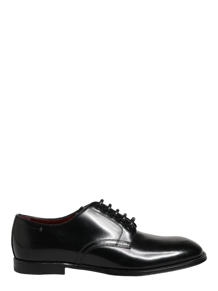 Black Calfskin Leather Derby Men Dress Shoes