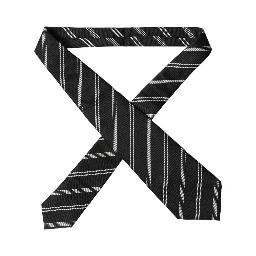 Black White Stripes Silk Adjustable Women Necktie Tie