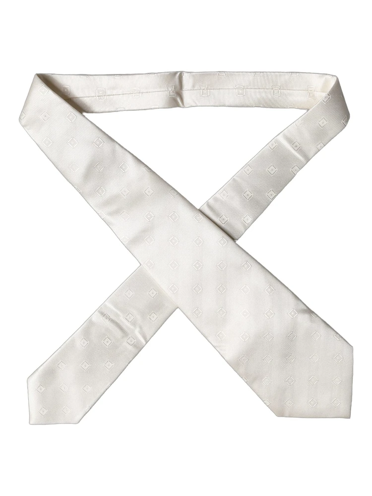 Off White Geometric Silk Adjustable Women Necktie Tie alternative