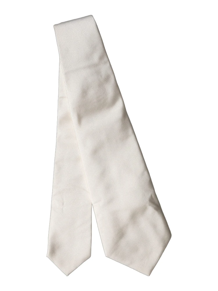 Off White Solid Silk Adjustable Women Tied Necktie Tie alternative