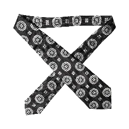 Black White Floral Silk Adjustable Women Necktie Tie