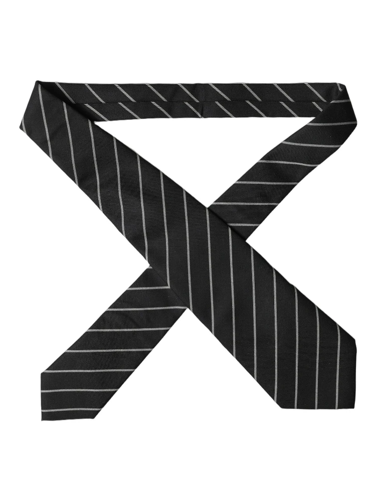 Black White Stripes Wool Adjustable Women Necktie Tie alternative