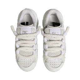 White Calfskin Leather Low Top Sneakers Shoes