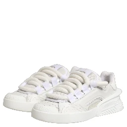 White Calfskin Leather Low Top Sneakers Shoes