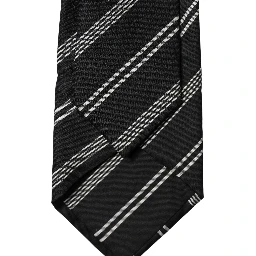Black White Stripes Silk Adjustable Women Necktie Tie