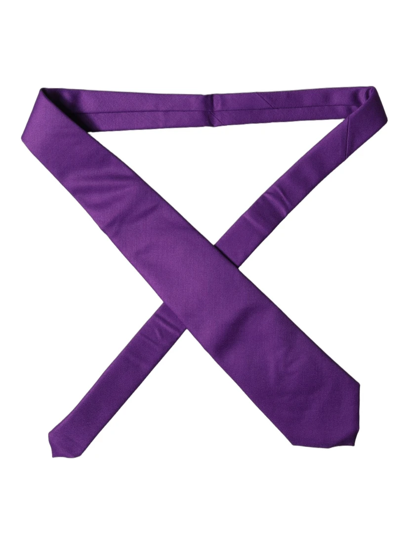 Purple Polyester Satin Adjustable Women Tied Necktie Tie
