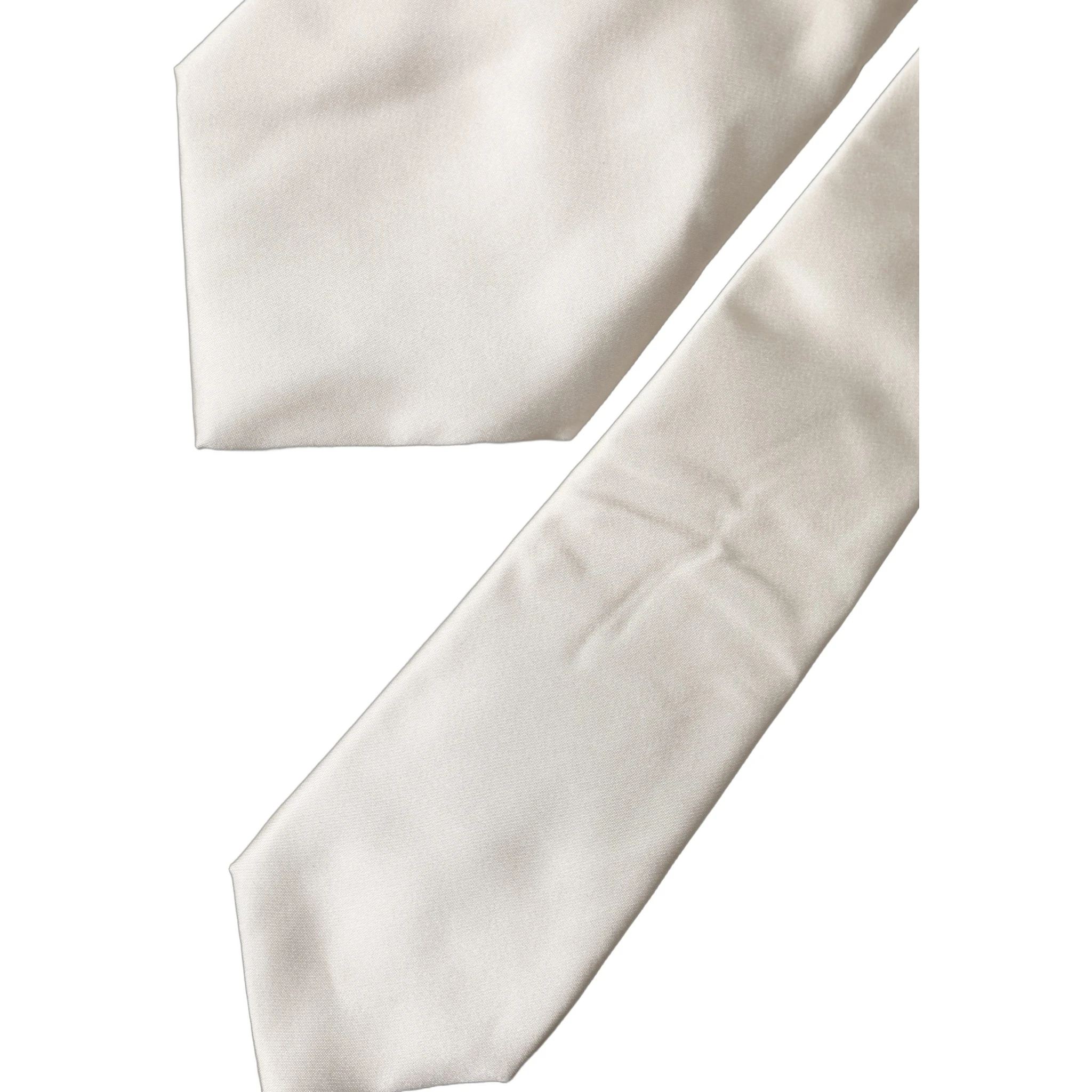 Off White Solid Silk Adjustable Women Tied Necktie Tie