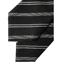 Black White Stripes Silk Adjustable Women Necktie Tie