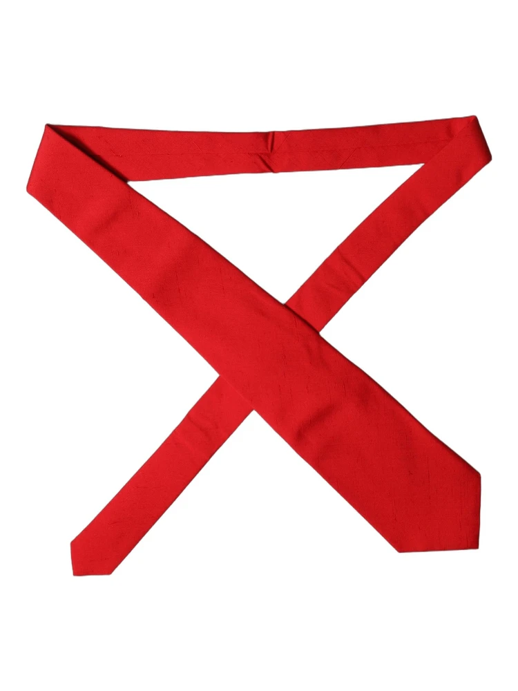 Red Solid Silk Cotton Adjustable Women Necktie Tie alternative