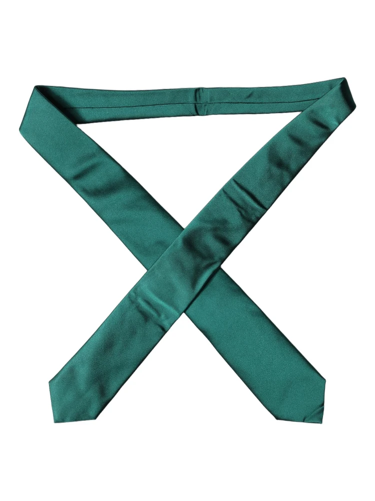 Dark Green Satin Silk Adjustable Women Tied Necktie Tie