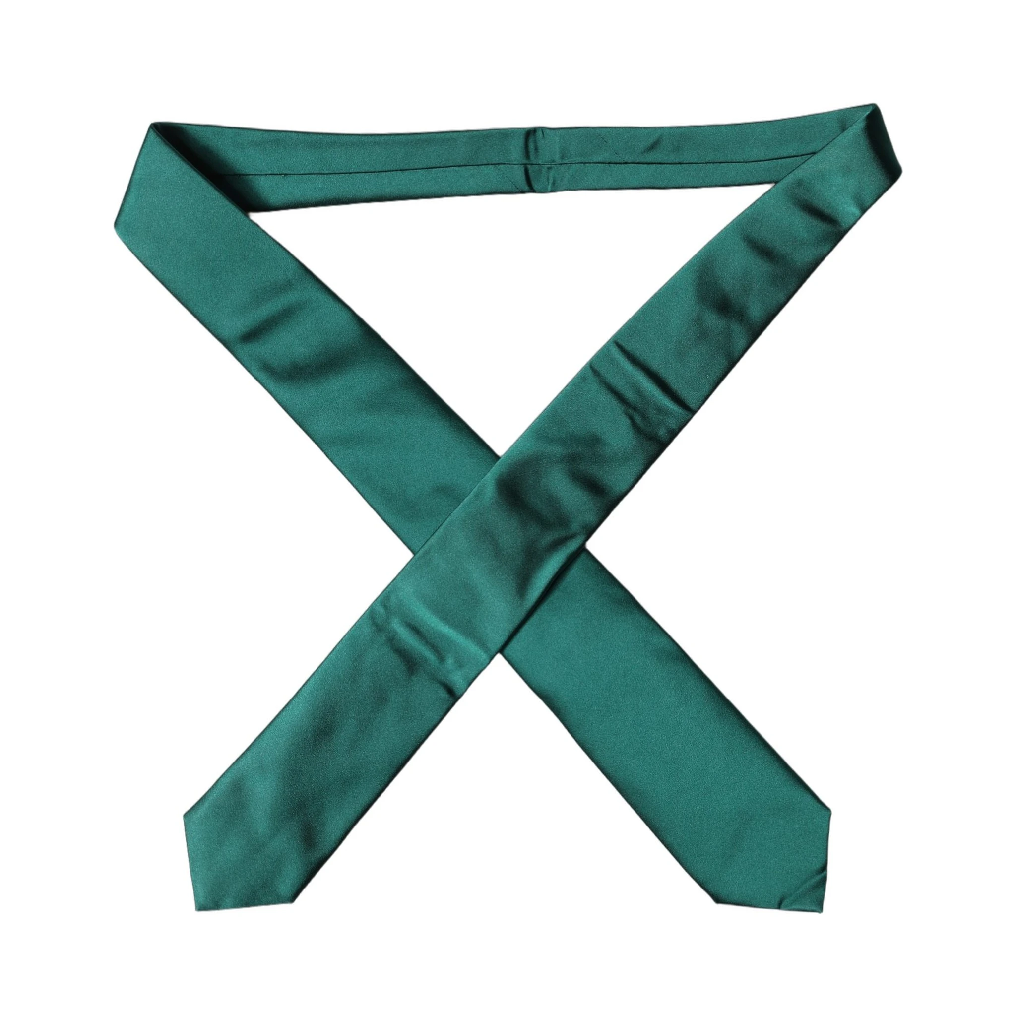 Dark Green Satin Silk Adjustable Women Tied Necktie Tie