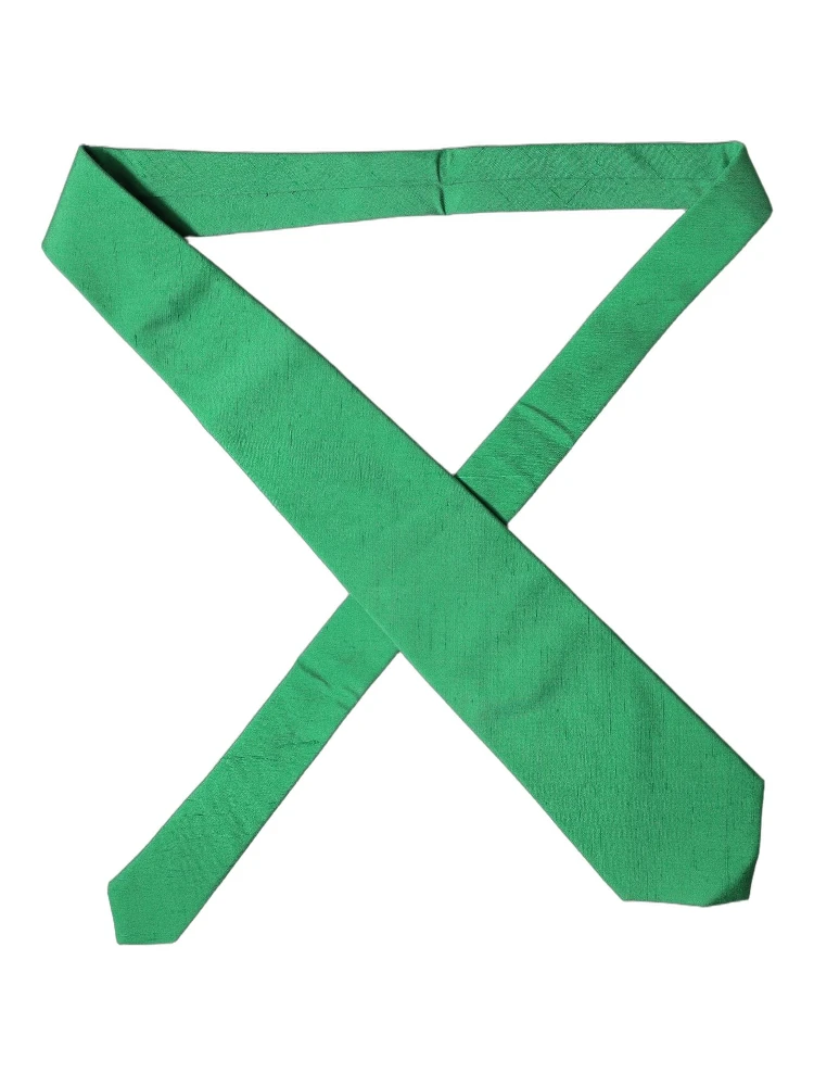 Green Solid Silk Cotton Adjustable Women Necktie Tie alternative