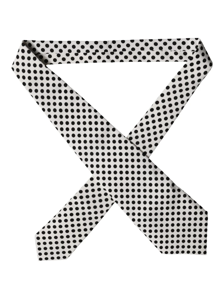 White Black Polka Dot Silk Adjustable Women Necktie Tie alternative