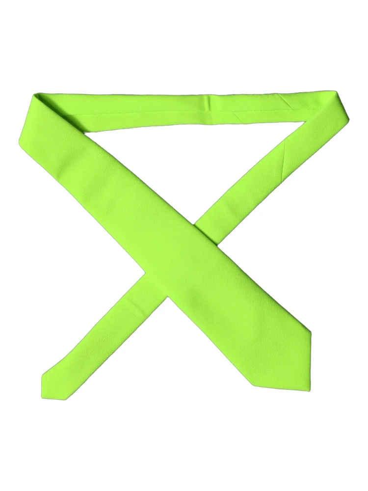 Neon Green Polyester Adjustable Women Tied Necktie Tie alternative