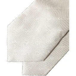 Off White Geometric Silk Adjustable Women Necktie Tie