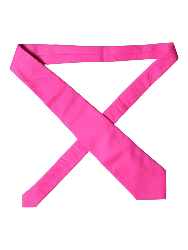 Neon Pink Solid Satin Silk Adjustable Women Necktie Tie alternative