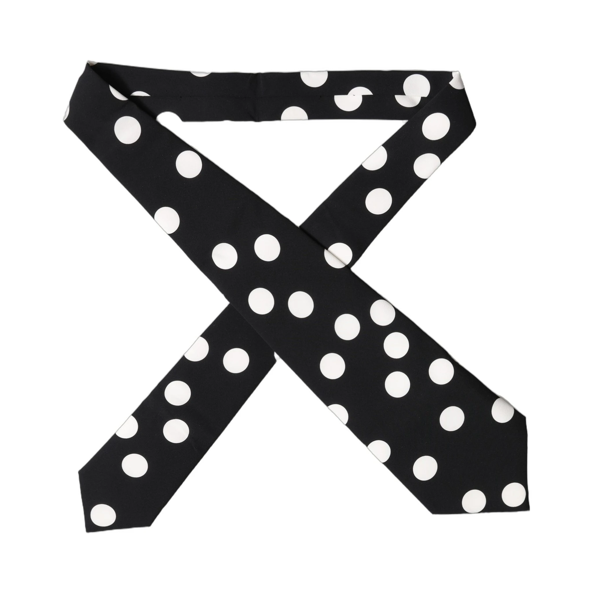 Black White Polka Dot Silk Adjustable Women Necktie Tie
