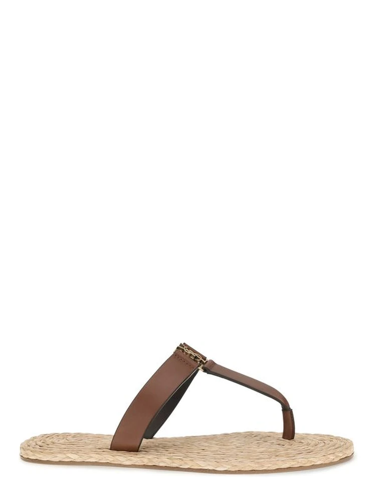 Brown Calf Leather Bos Taurus Flat Sandals