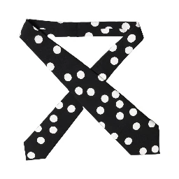 Black White Polka Dot Silk Adjustable Women Necktie Tie
