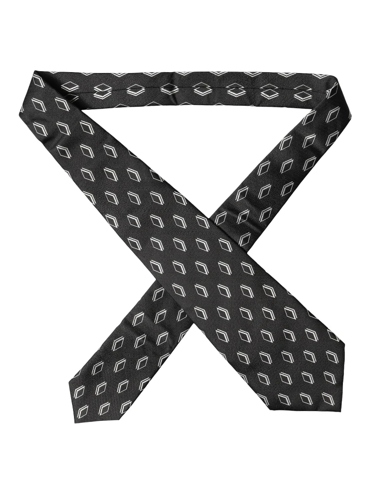 Black Patterned Silk Adjustable Women Tied Necktie Tie alternative