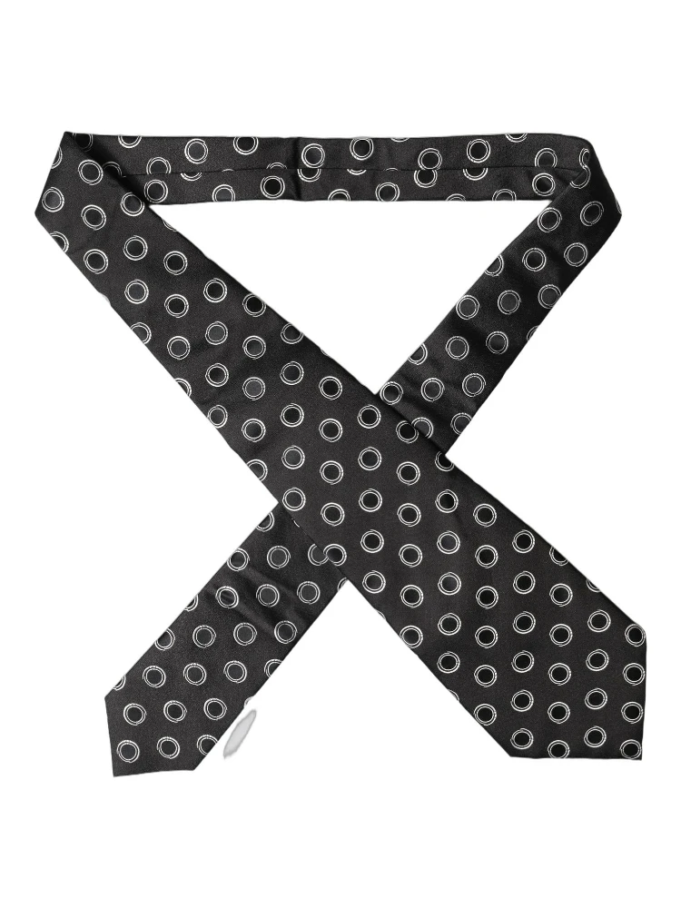 Black White Polka Dot Silk Adjustable Women Necktie Tie alternative