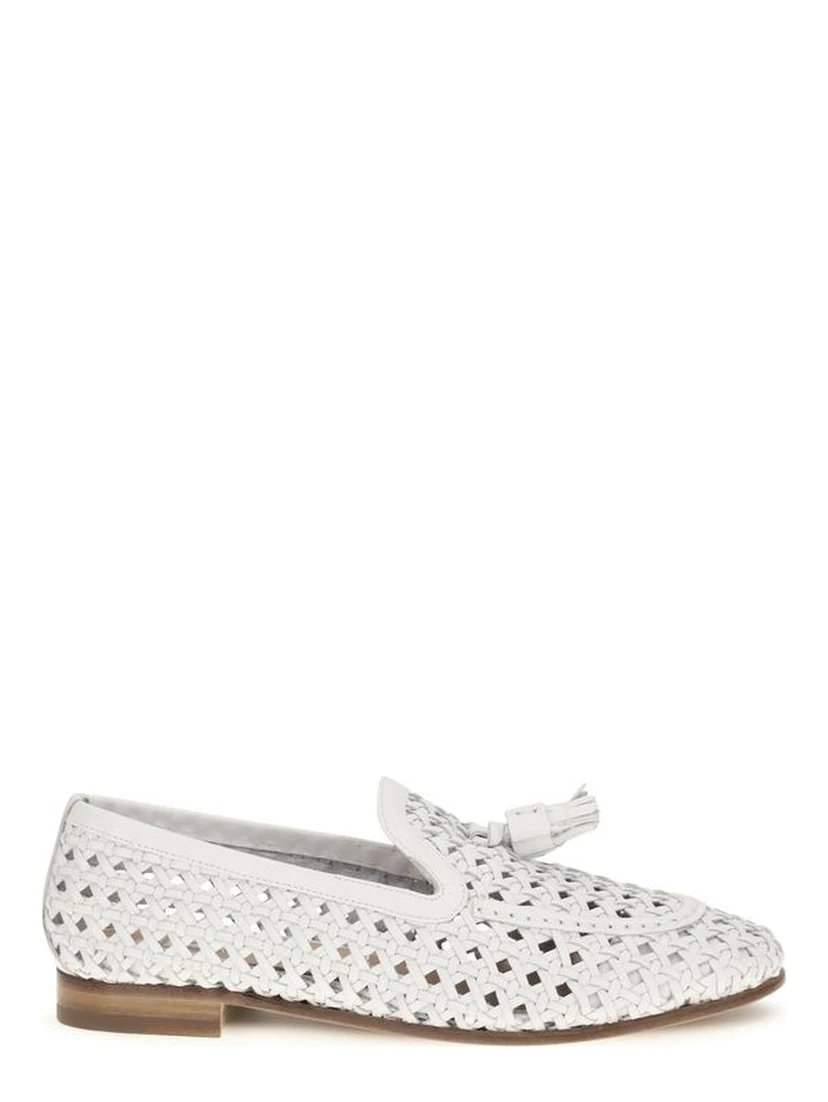 White Calf Leather Bos Taurus Slip-On Loafers